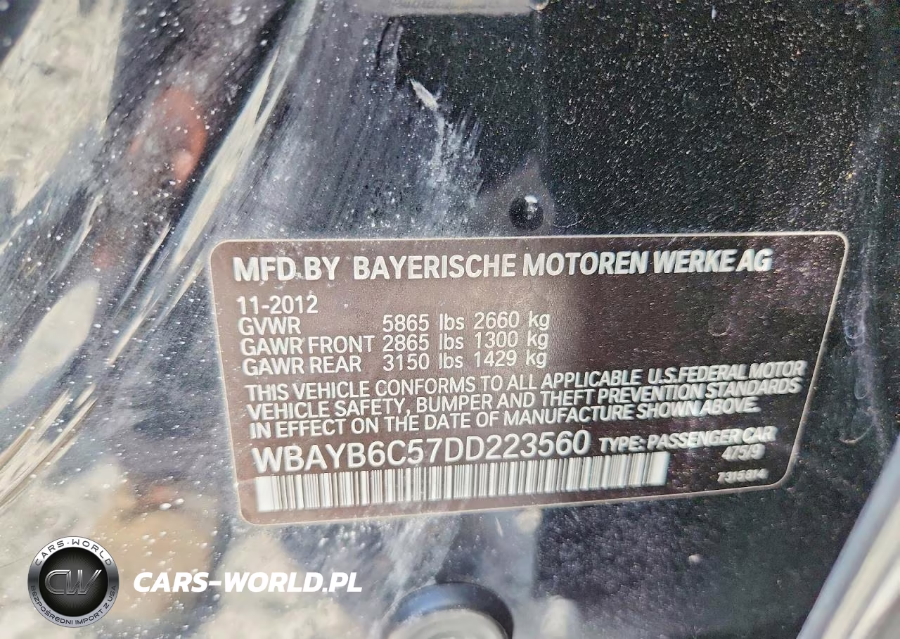 2013 BMW 750 Xi VIN:WBAYB6C57DD223560 - 12