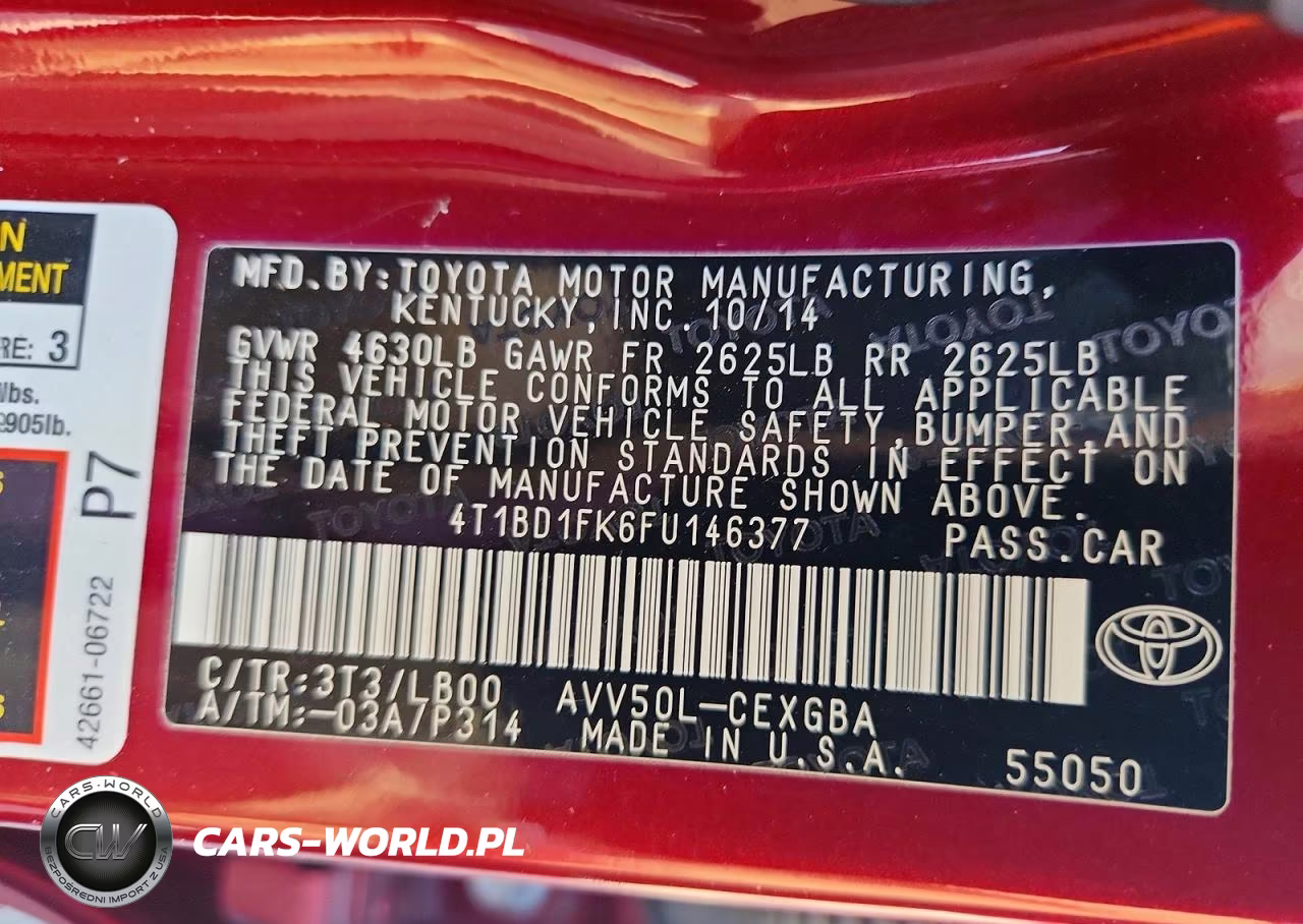 2015 Toyota Camry Hybrid Xle VIN:4T1BD1FK6FU146377 - 12