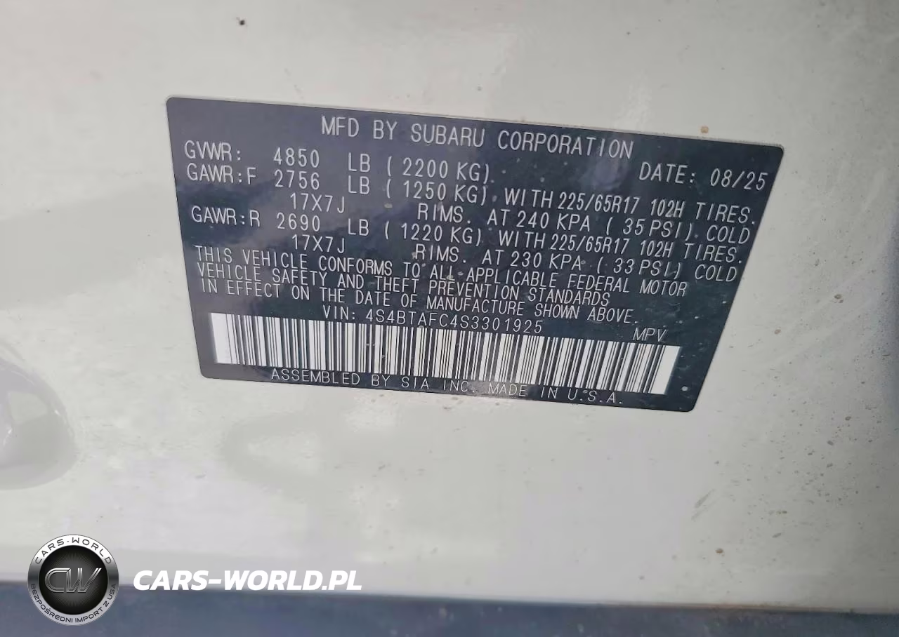 2025 Subaru Outback Premium VIN:4S4BTAFC4S3301925 - 14