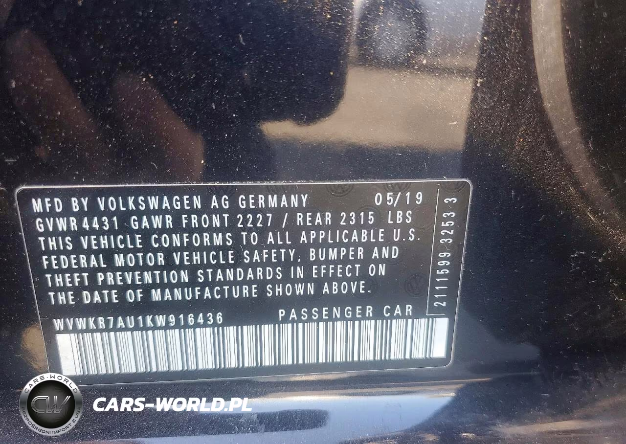2019 Volkswagen E-Golf Se VIN:WVWKR7AU1KW916436 - 12
