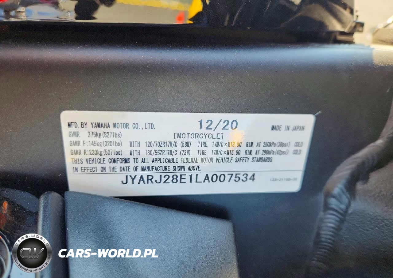 2020 Yamaha Yzf-R6 VIN:JYARJ28E1LA007534 - 9