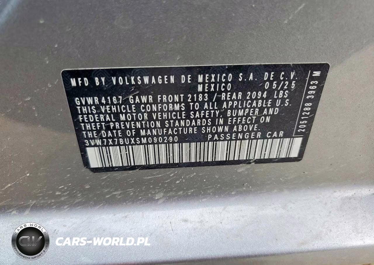 2025 Volkswagen Jetta Se VIN:3VW7X7BUXSM090290 - 12