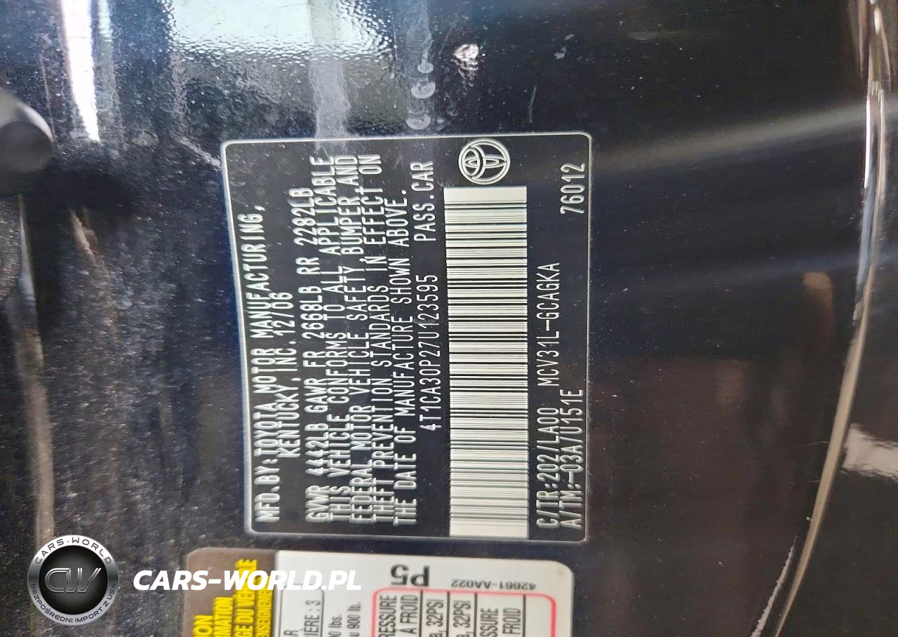 2007 Toyota Camry Solara Sle V6 VIN:4T1CA30P27U123595 - 12