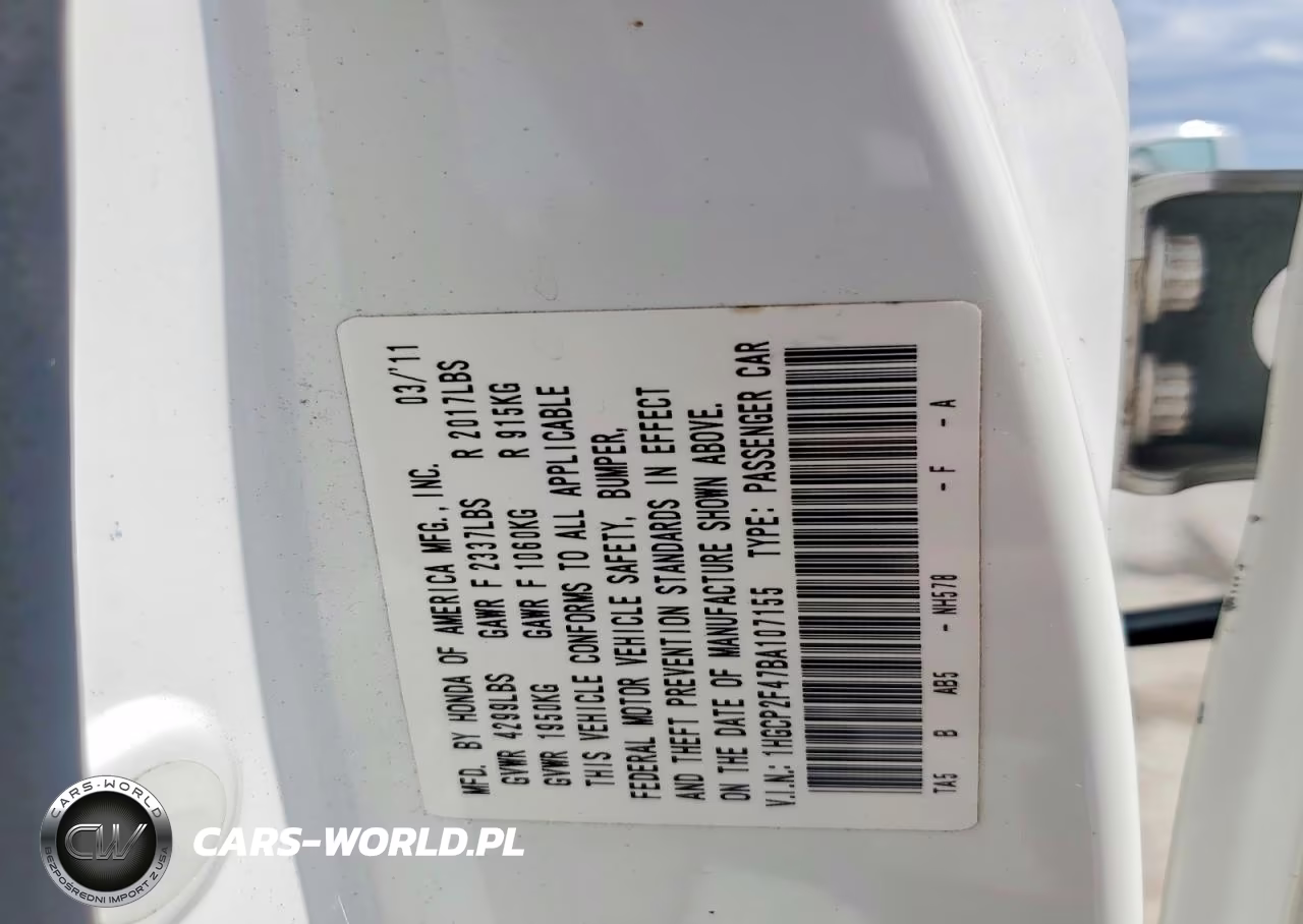 2011 Honda Accord Lxp VIN:1HGCP2F47BA107155 - 13