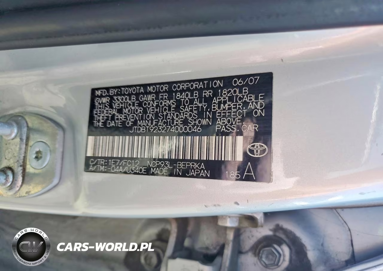 2007 Toyota Yaris Base VIN:JTDBT923274000046 - 12