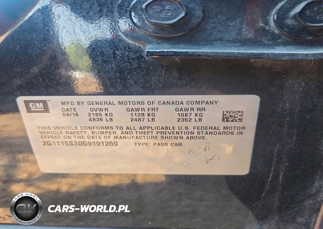 2016 Chevrolet Impala Lt VIN:2G1115S30G9191269 - 12
