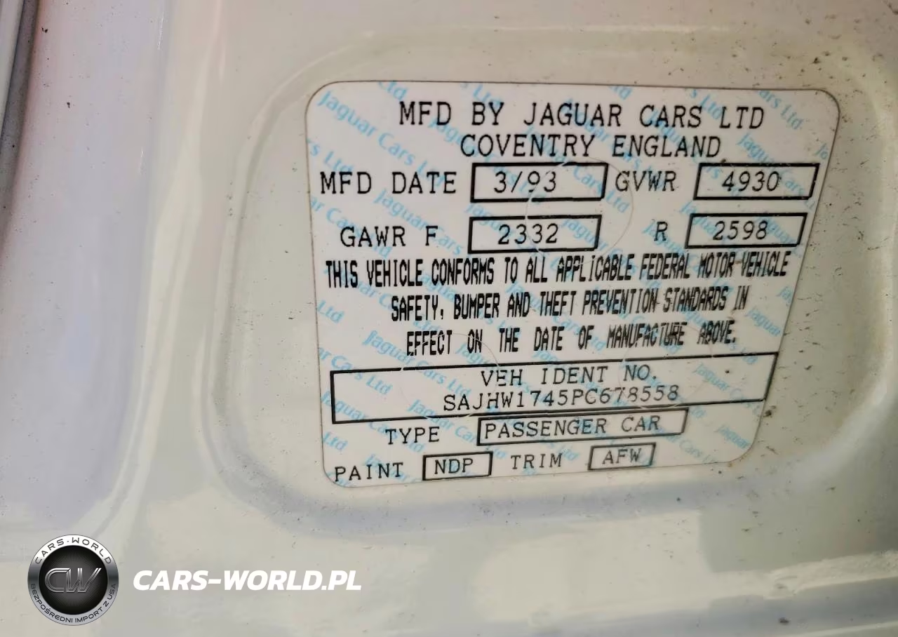 1993 Jaguar Xj6 Sovereign VIN:SAJHW1745PC678558 - 12