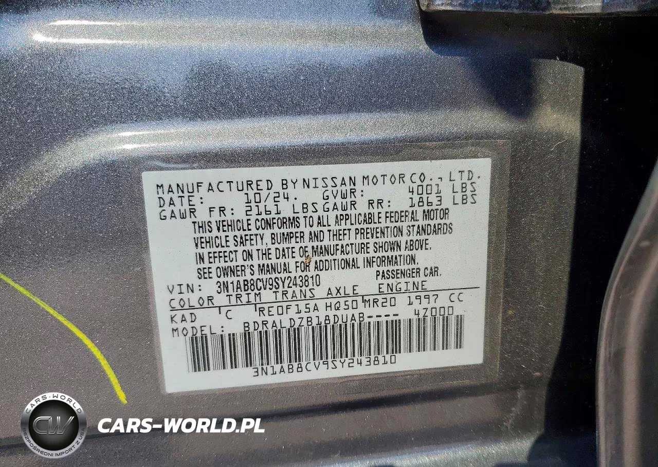 2025 Nissan Sentra Sv VIN:3N1AB8CV9SY243810 - 12