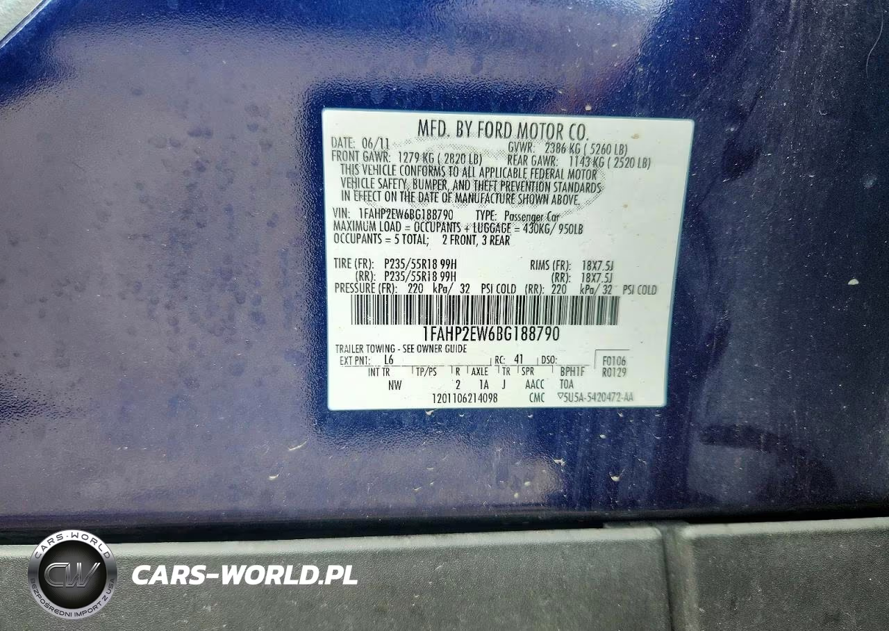 2011 Ford Taurus Sel VIN:1FAHP2EW6BG188790 - 12