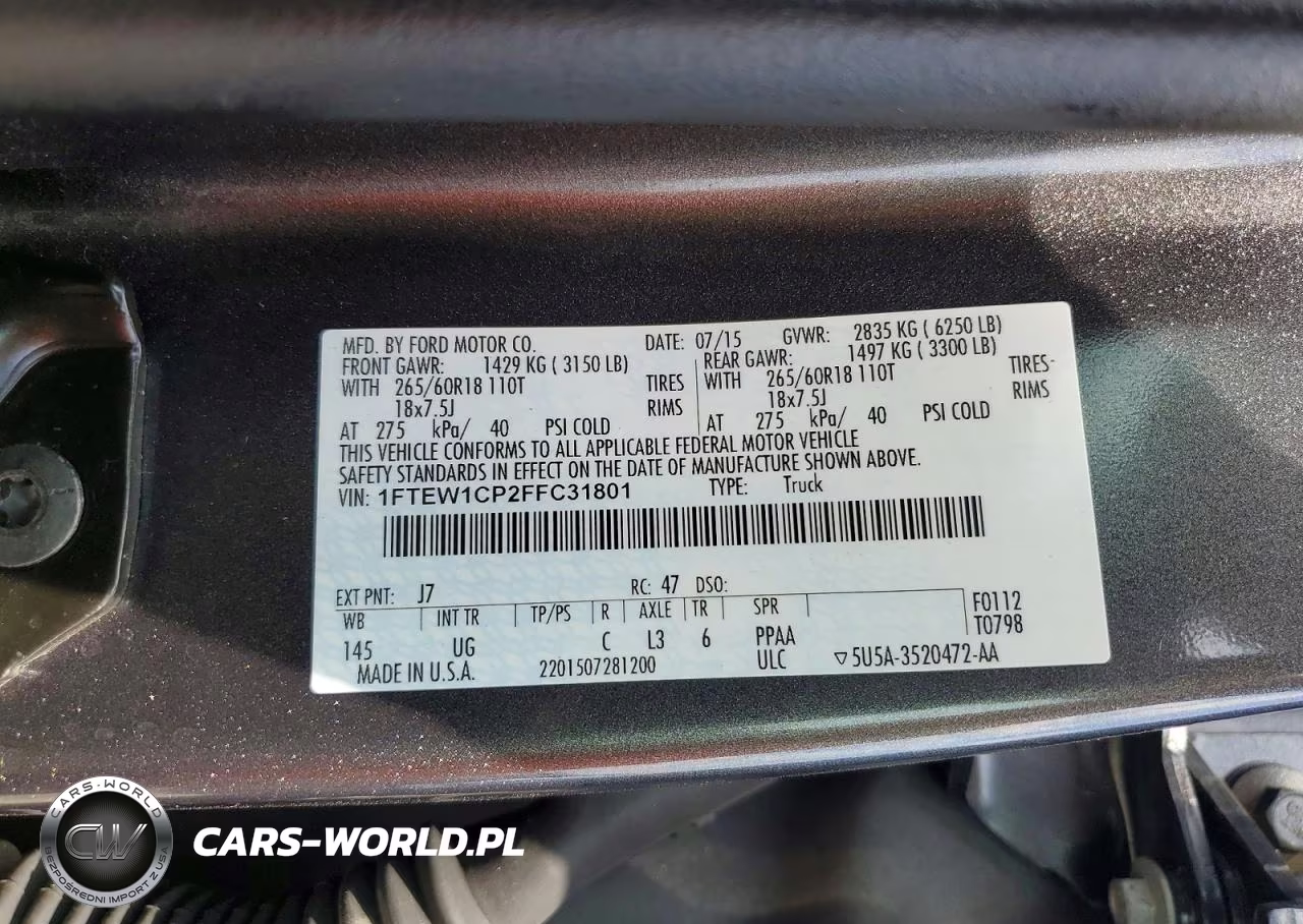 2015 Ford F150 Supercrew VIN:1FTEW1CP2FFC31801 - 12