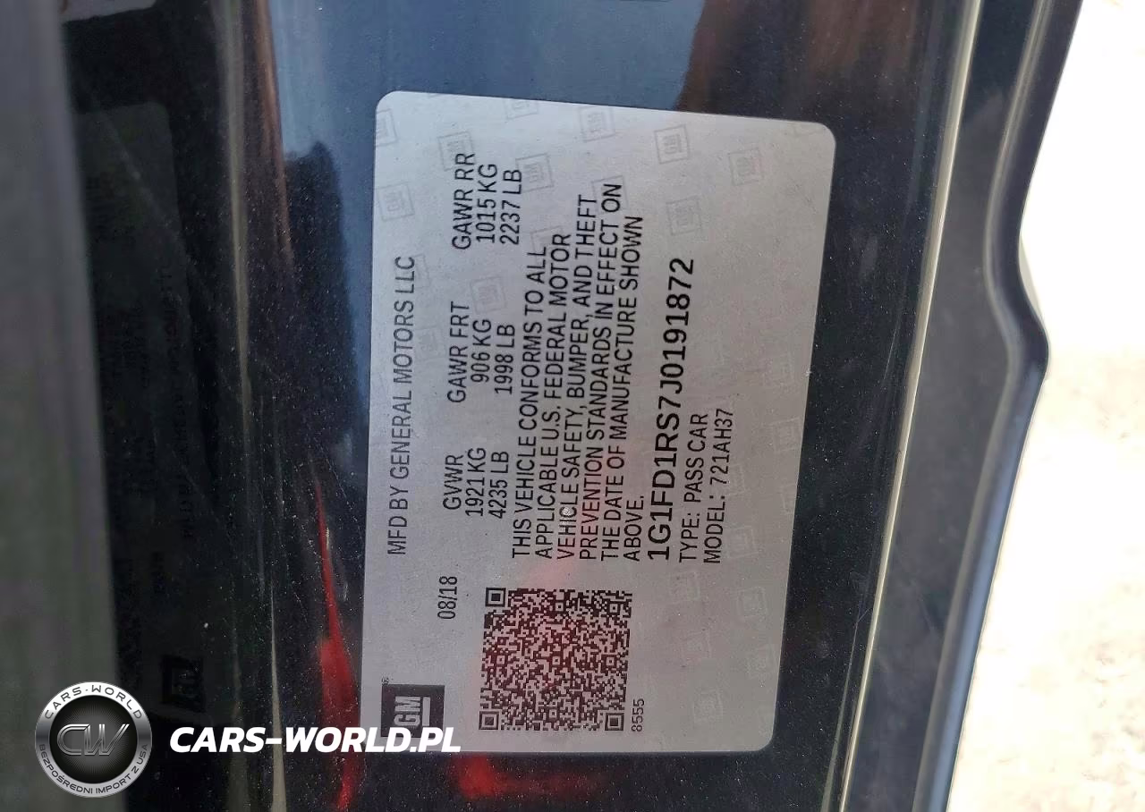 2018 Chevrolet Camaro Lt VIN:1G1FD1RS7J0191872 - 12