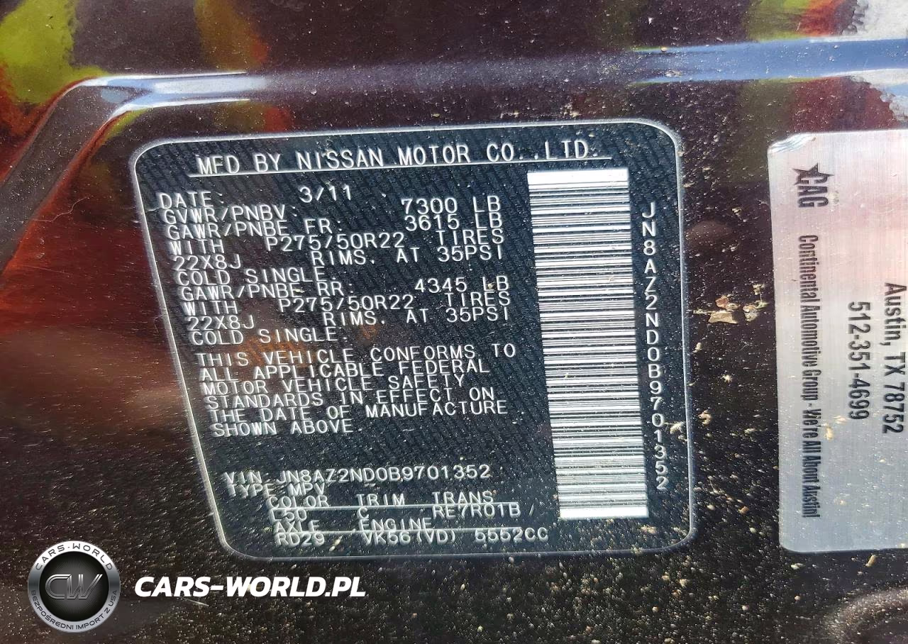 2011 Infiniti Qx56 Base VIN:JN8AZ2ND0B9701352 - 12