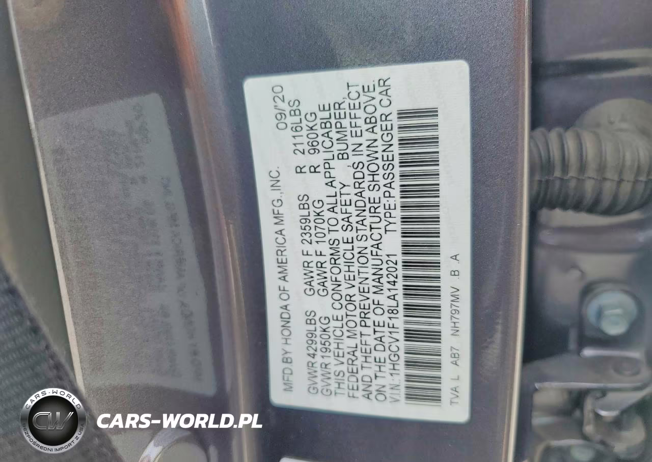 2020 Honda Accord Lx VIN:1HGCV1F18LA142021 - 13