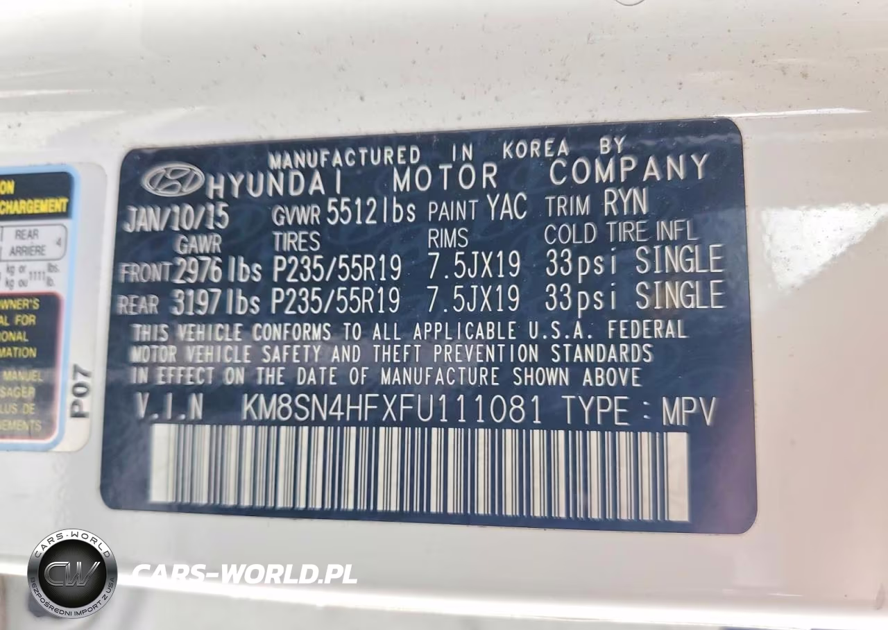 2015 Hyundai Santa Fe Limited VIN:KM8SN4HFXFU111081 - 13