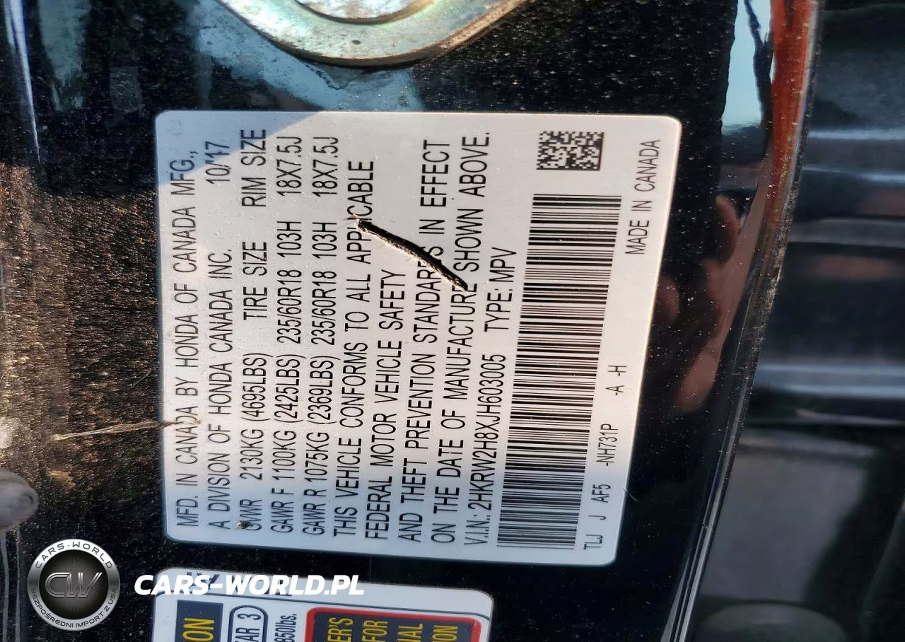 2018 Honda Cr-V Exl VIN:2HKRW2H8XJH603005 - 13
