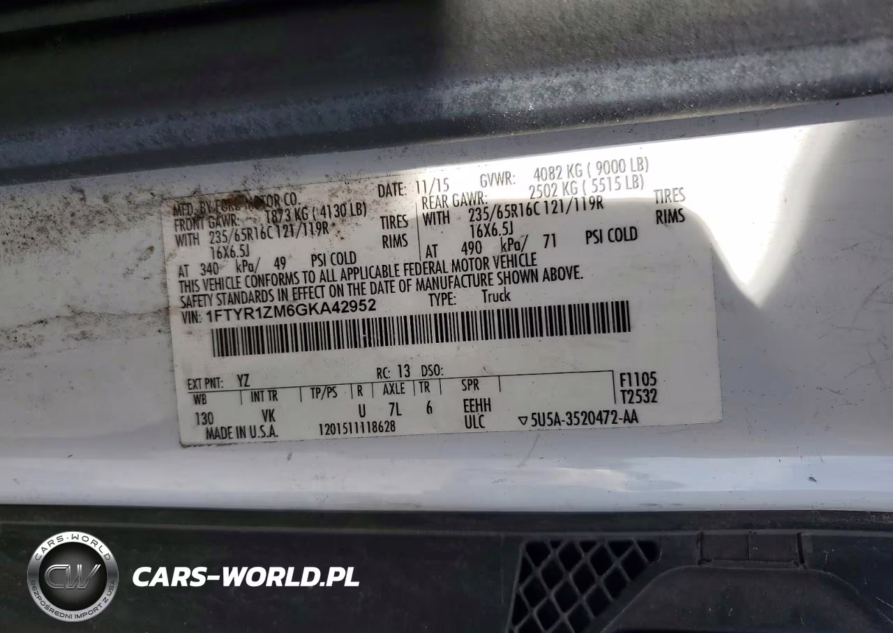2016 Ford Transit T-250 VIN:1FTYR1ZM6GKA42952 - 14