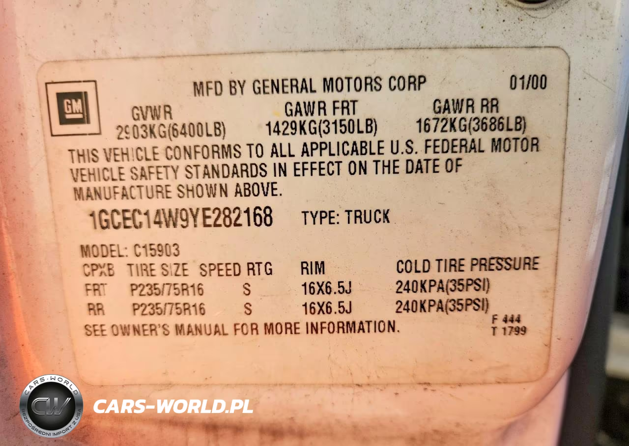 2000 Chevrolet Silverado C1500 VIN:1GCEC14W9YE282168 - 12
