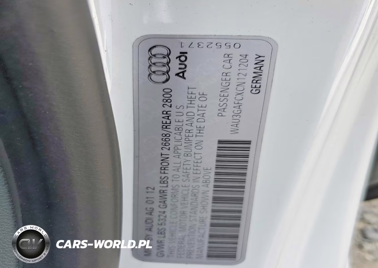2012 Audi A7 Prestige VIN:WAU3GAFCXCN121204 - 12
