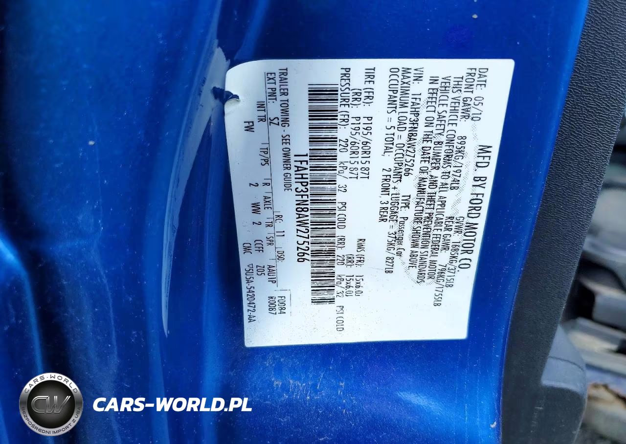 2010 Ford Focus Se VIN:1FAHP3FN8AW275266 - 12