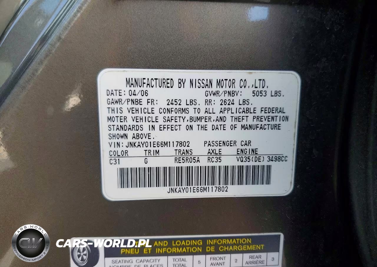2006 Infiniti M35 Base VIN:JNKAY01E66M117802 - 12