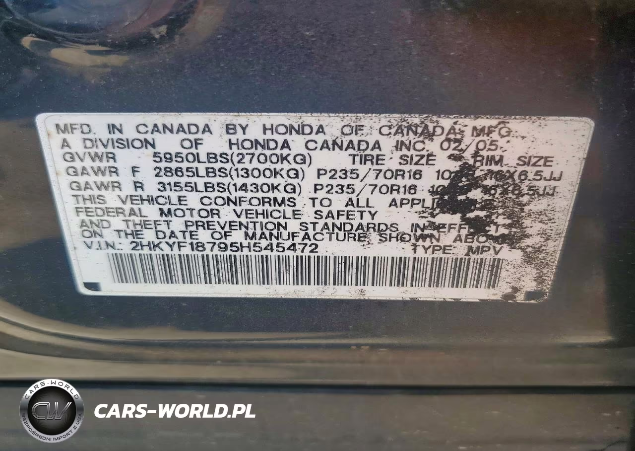2005 Honda Pilot Exl VIN:2HKYF18795H545472 - 14