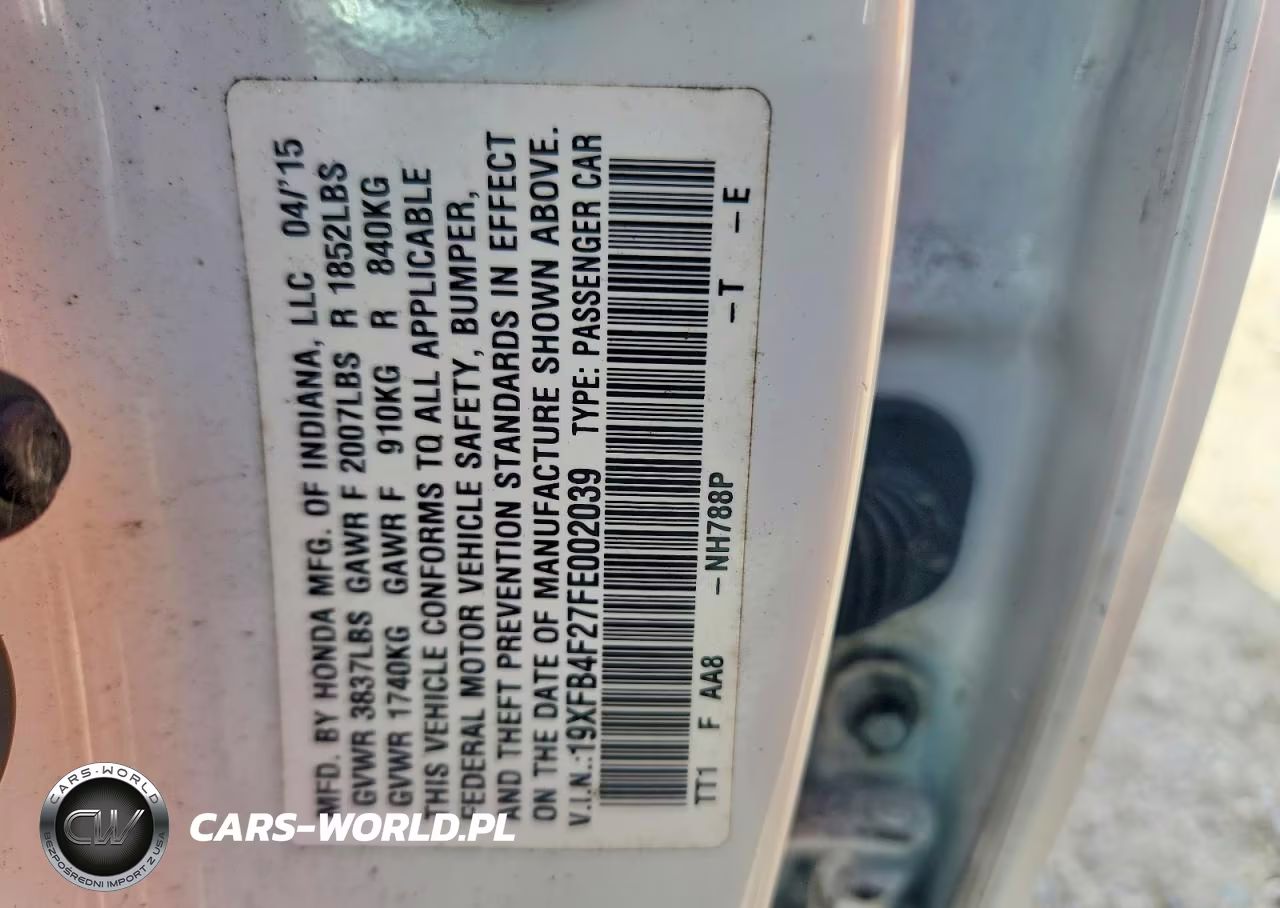 2015 Honda Civic Hybrid VIN:19XFB4F27FE002039 - 12