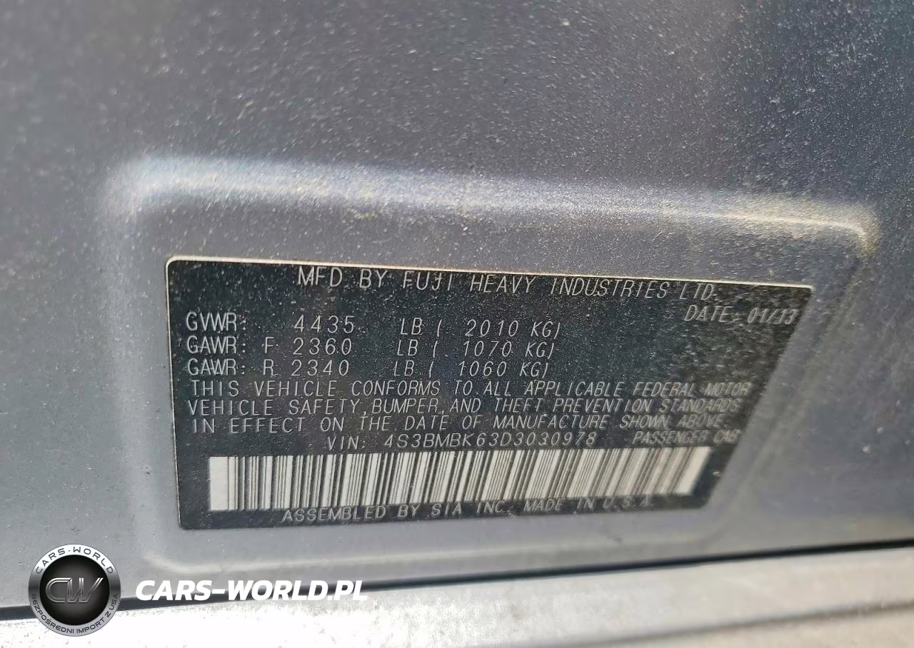 2013 Subaru Legacy 2.5I Limited VIN:4S3BMBK63D3030978 - 12