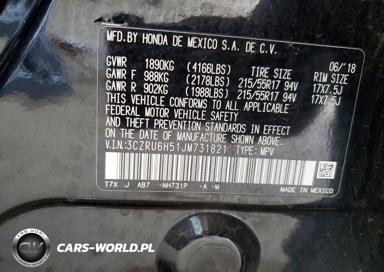 2018 Honda Hr-V Ex VIN:3CZRU6H51JM731821 - 14