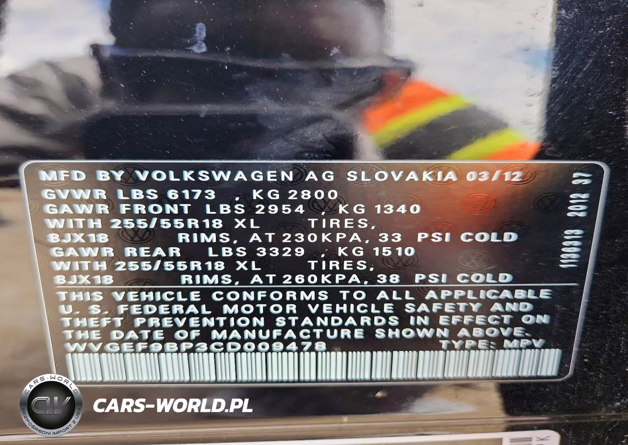 2012 Volkswagen Touareg V6 VIN:WVGEF9BP3CD009478 - 13