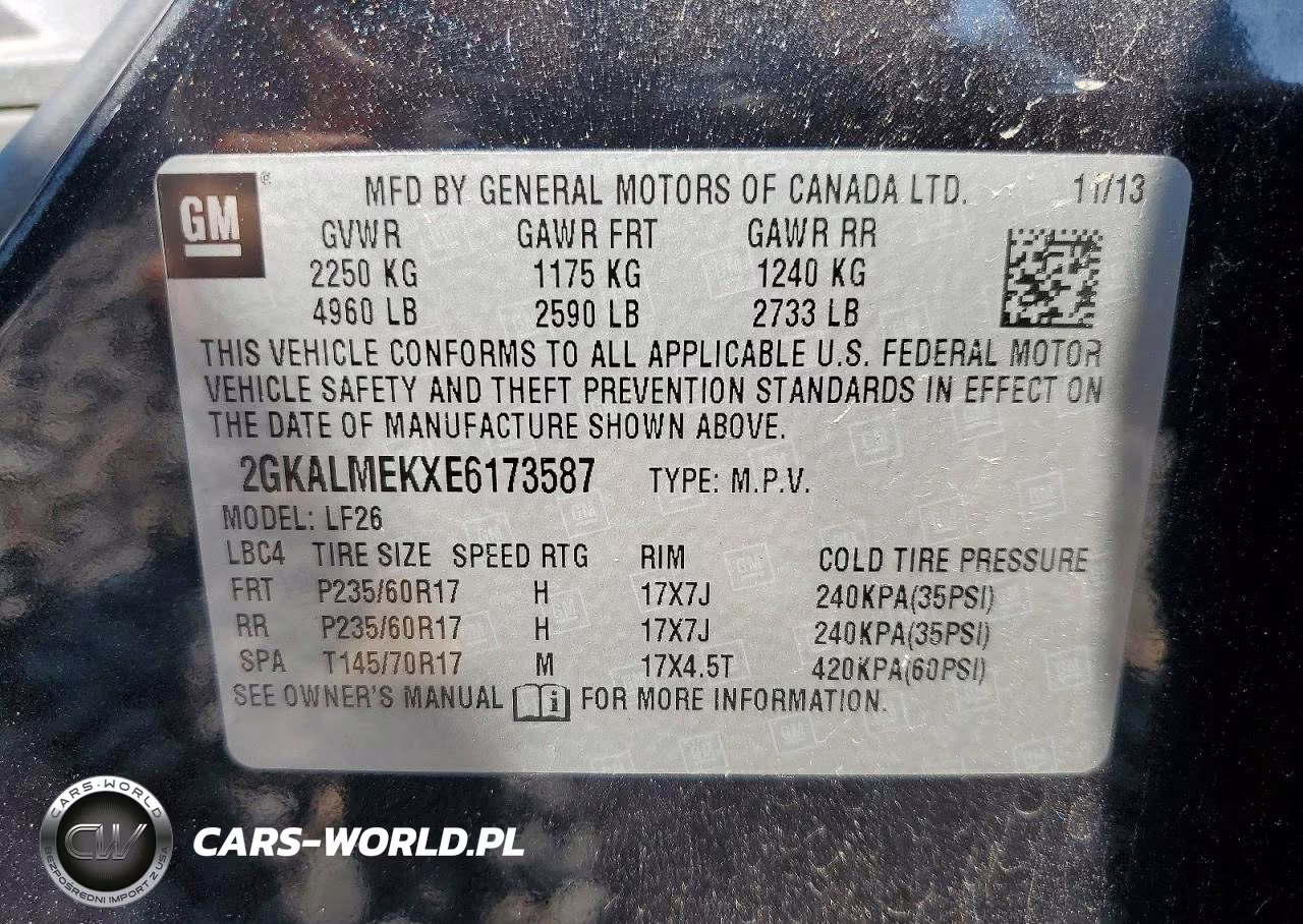 2014 GMC Terrain Sle VIN:2GKALMEKXE6173587 - 13