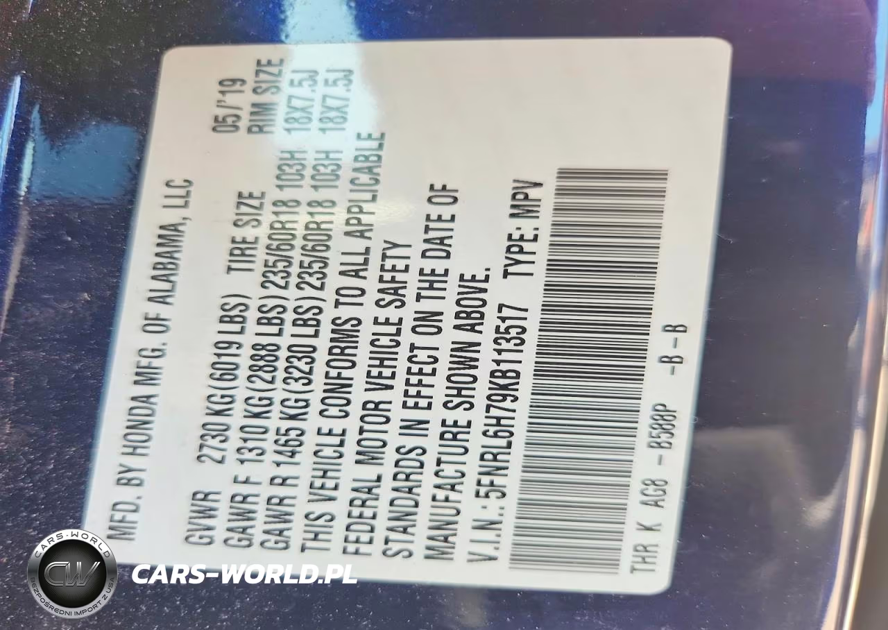 2019 Honda Odyssey Exl VIN:5FNRL6H79KB113517 - 13