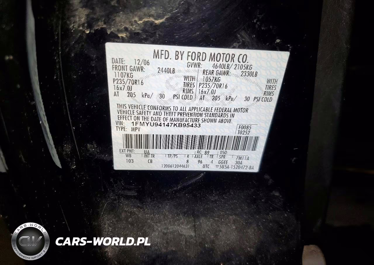 2007 Ford Escape Limited VIN:1FMYU94147KB95433 - 13