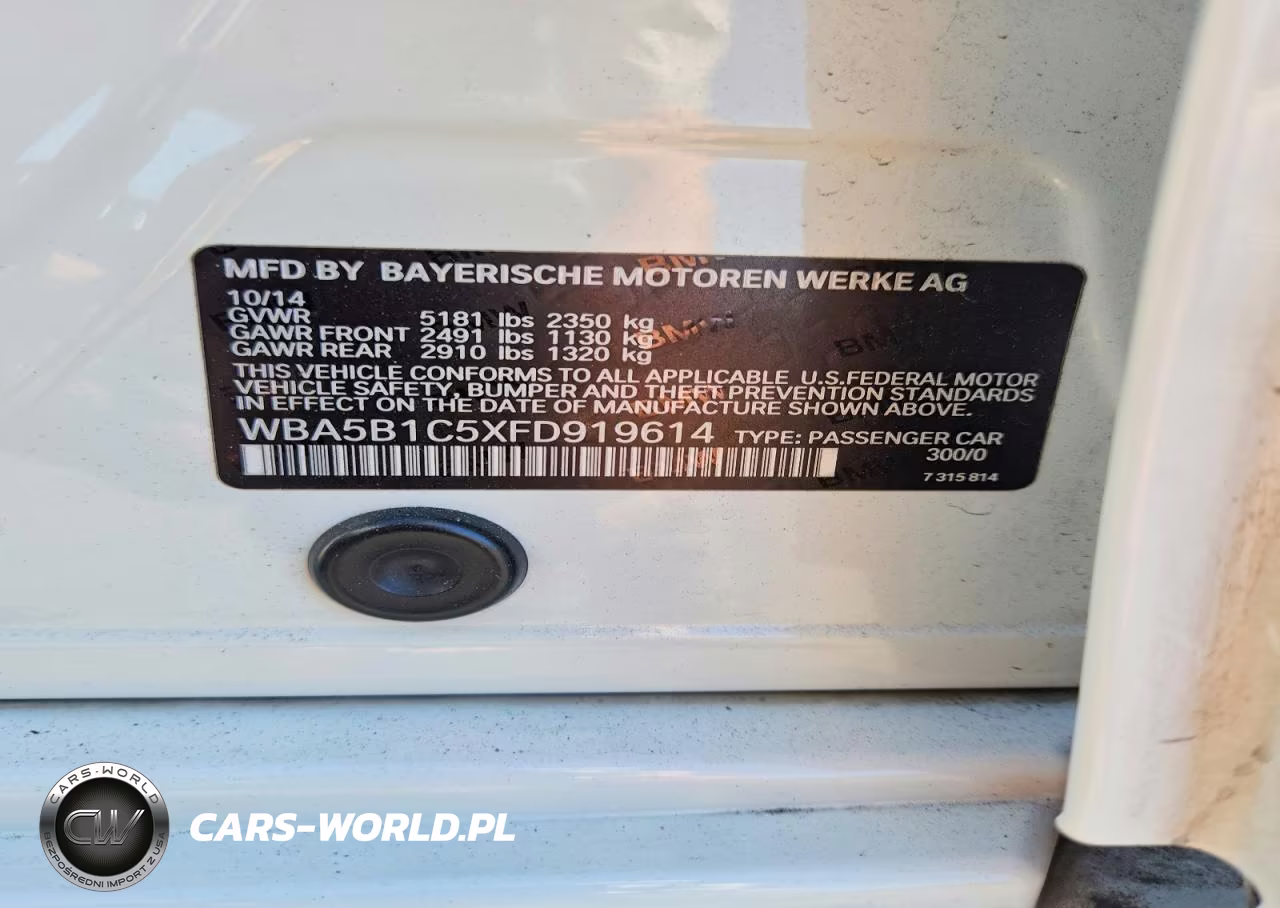 2015 BMW 535 I VIN:WBA5B1C5XFD919614 - 12