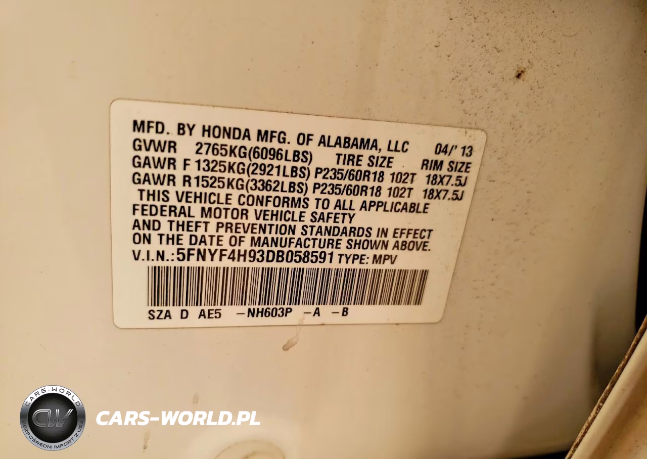 2013 Honda Pilot Touring VIN:5FNYF4H93DB058591 - 13