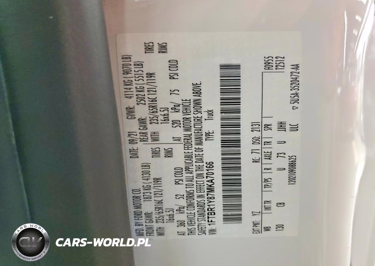 2021 Ford Transit 250 Delivery Van VIN:1FTBR1Y87MKA70166 - 13