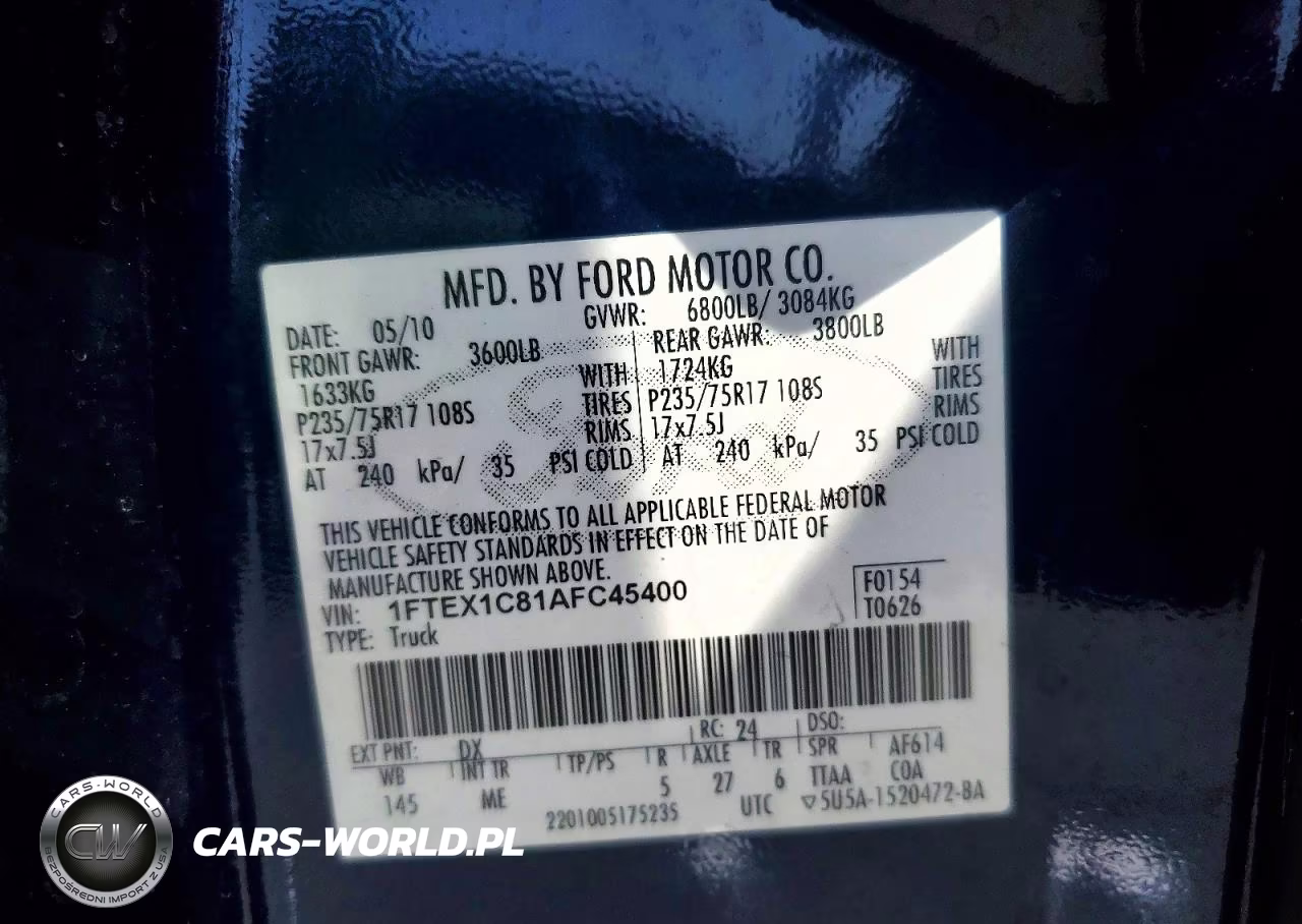 2010 Ford F150 Super Cab VIN:1FTEX1C81AFC45400 - 12