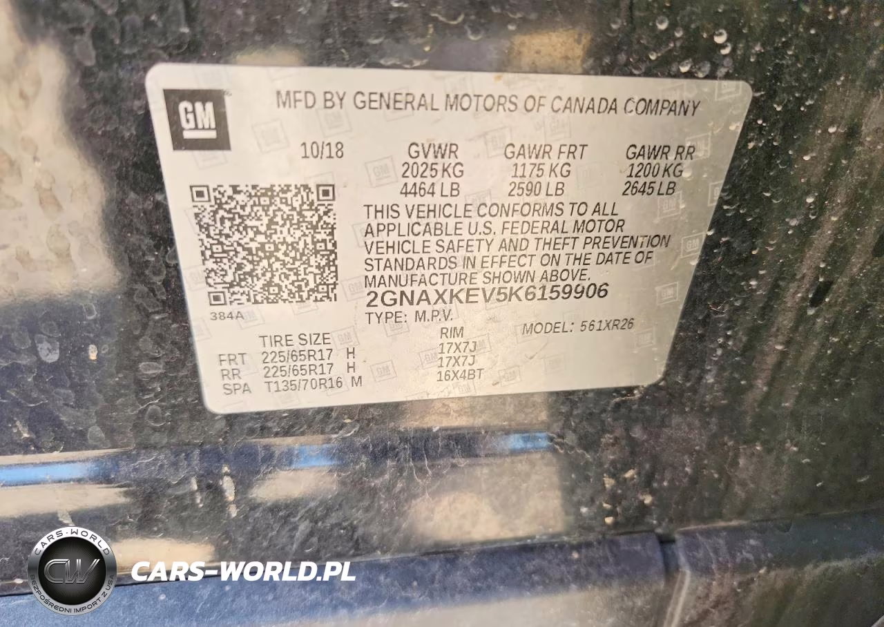 2019 Chevrolet Equinox Lt VIN:2GNAXKEV5K6159906 - 13