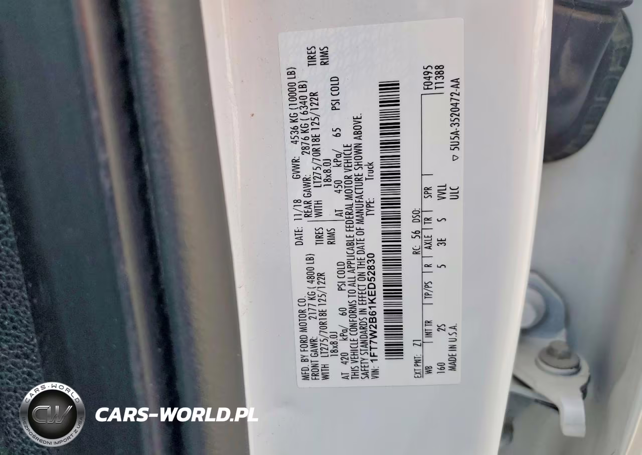 2019 Ford F250 Super Duty VIN:1FT7W2B61KED52830 - 12