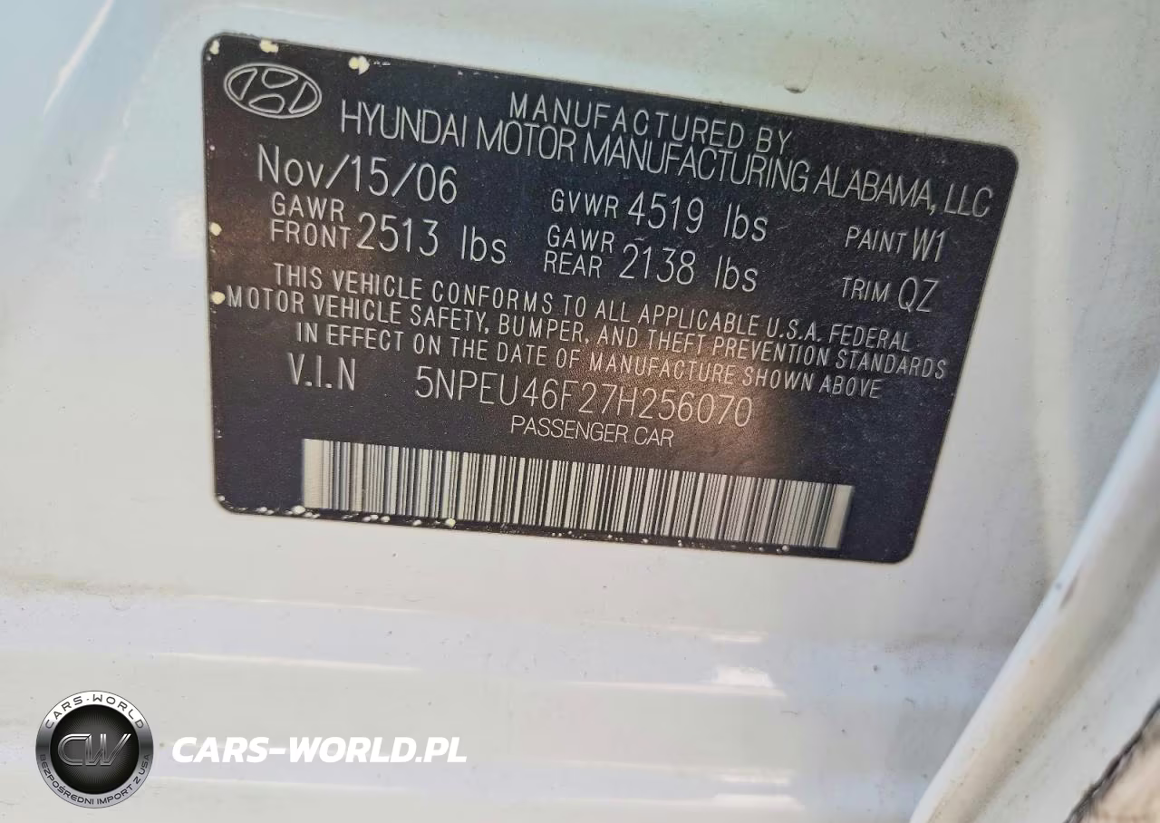 2007 Hyundai Sonata Se VIN:5NPEU46F27H256070 - 12