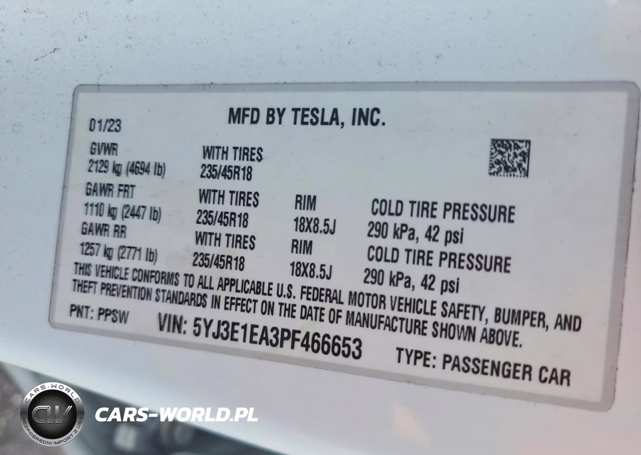 2023 Tesla Model 3 VIN:5YJ3E1EA3PF466653 - 12