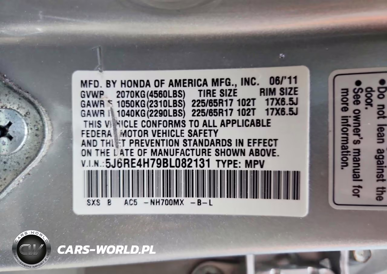 2011 Honda Cr-V Exl VIN:5J6RE4H79BL082131 - 13