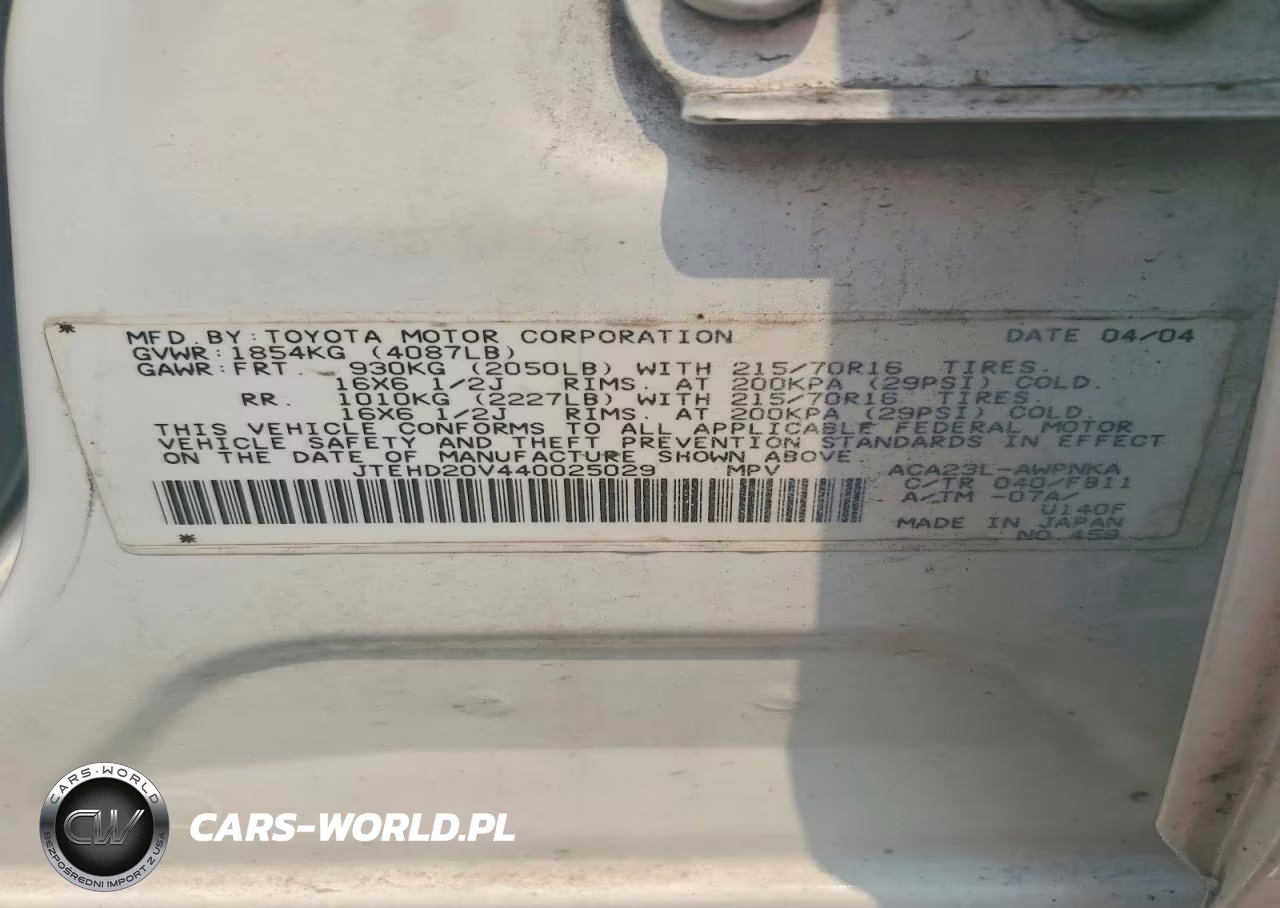 2004 Toyota Rav4 Base VIN:JTEHD20V440025029 - 12