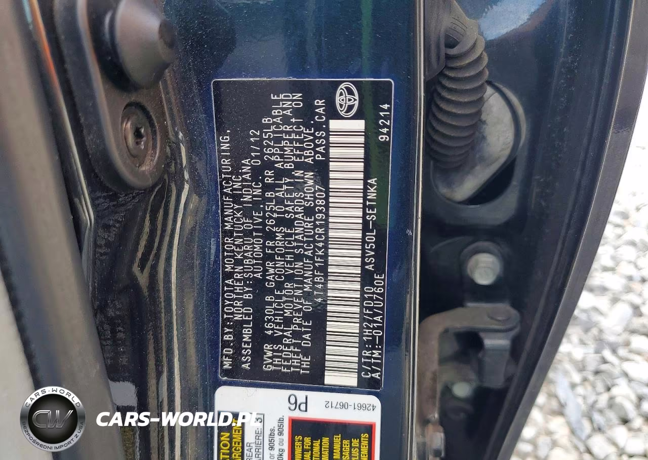 2012 Toyota Camry VIN:4T4BF1FK4CR193807 - 13