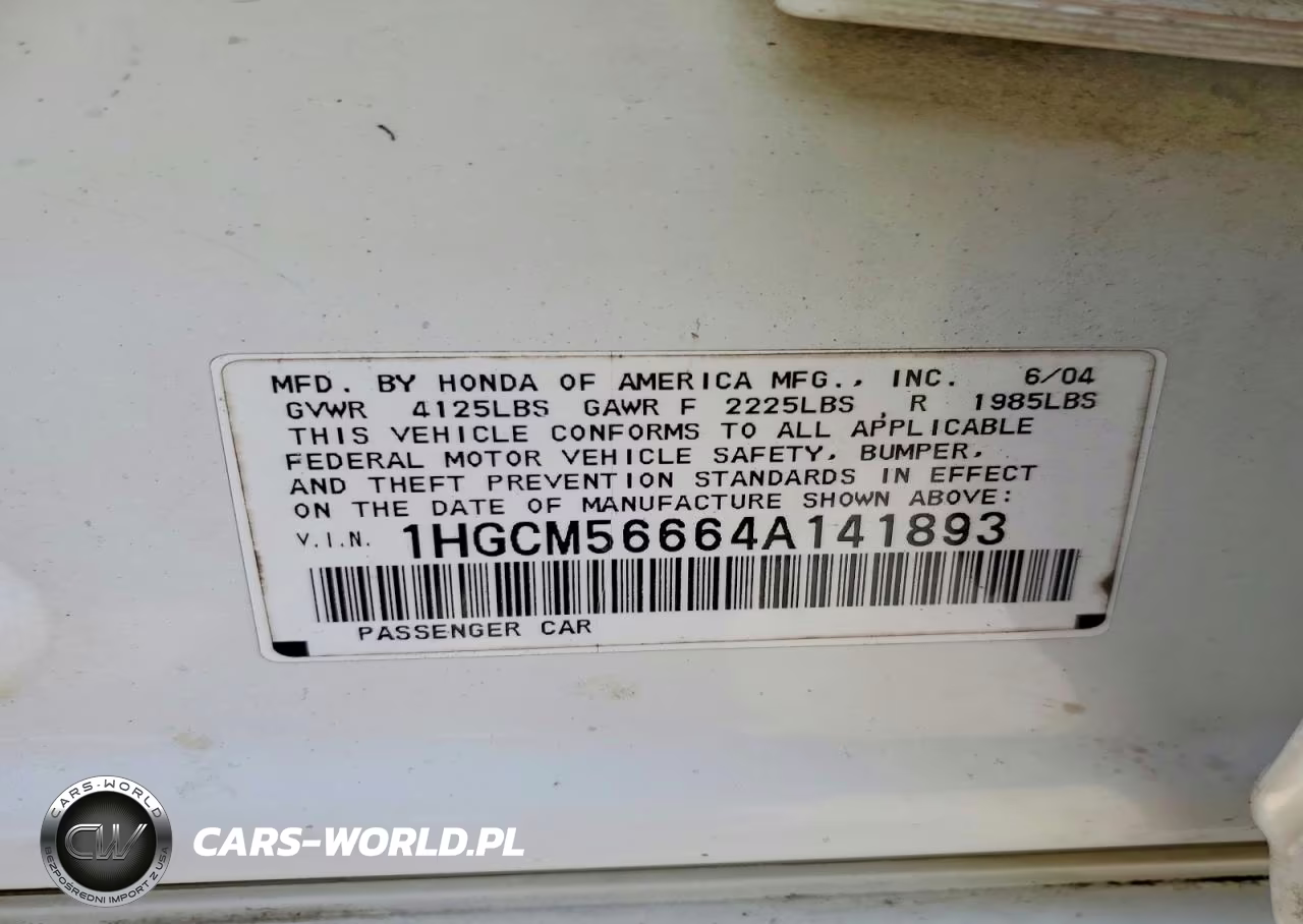2004 Honda Accord Ex VIN:1HGCM56664A141893 - 12