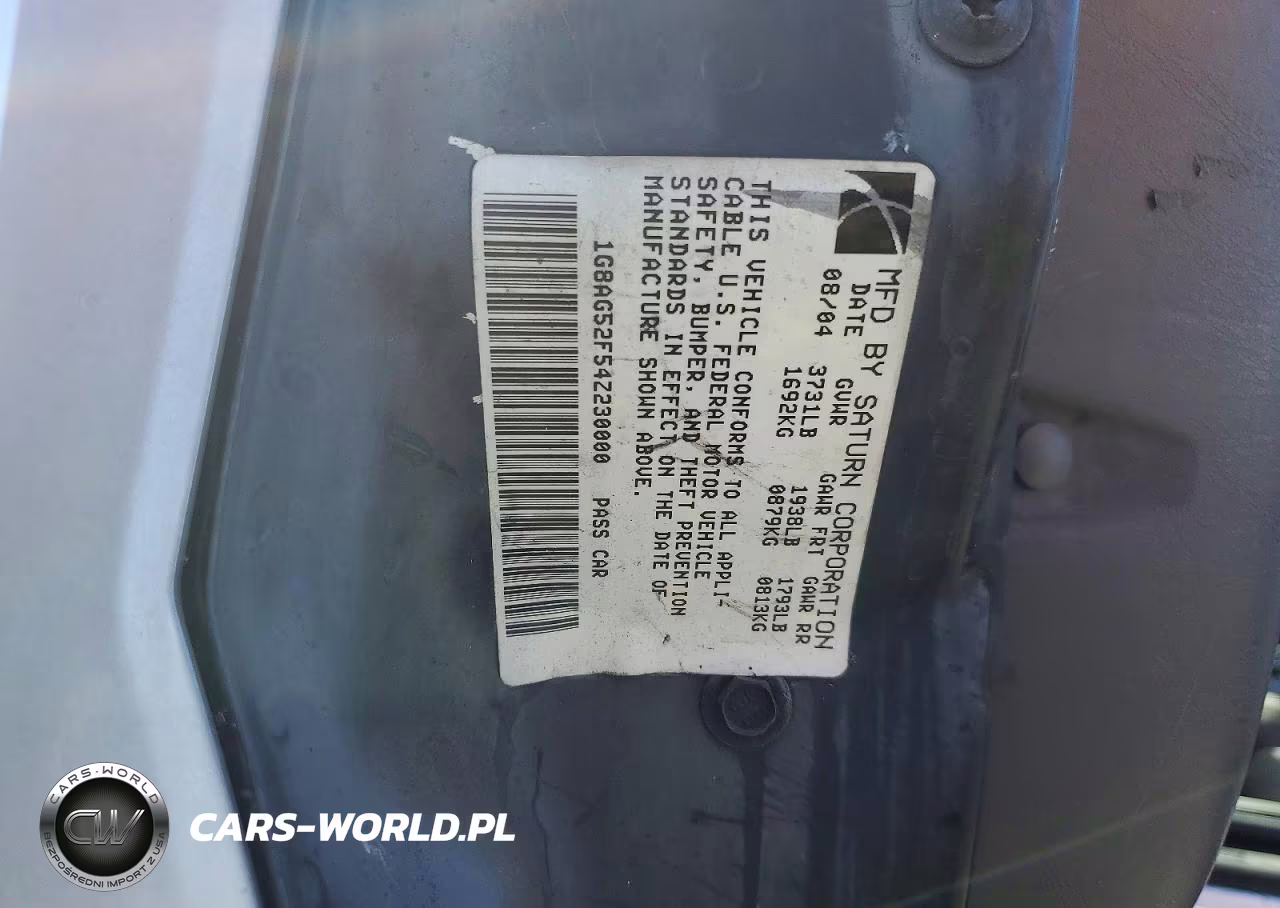 2004 Saturn Ion Level 1 VIN:1G8AG52F54Z230000 - 12