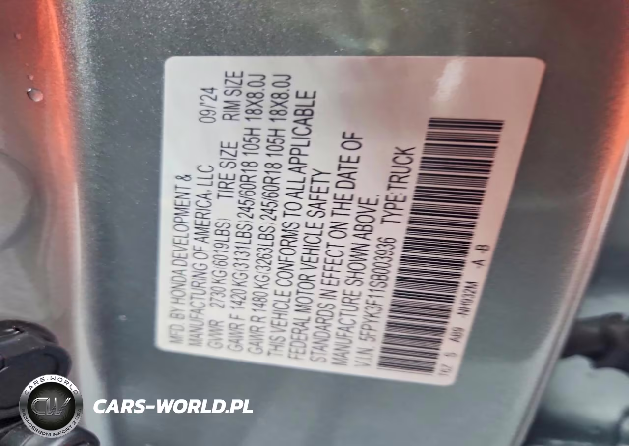 2025 Honda Ridgeline Sport VIN:5FPYK3F11SB003936 - 13