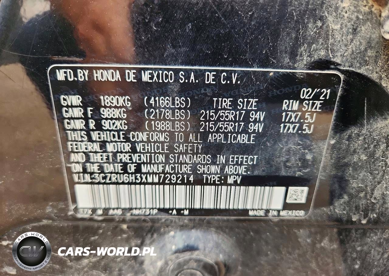 2021 Honda Hr-V Lx VIN:3CZRU6H3XMM729214 - 13