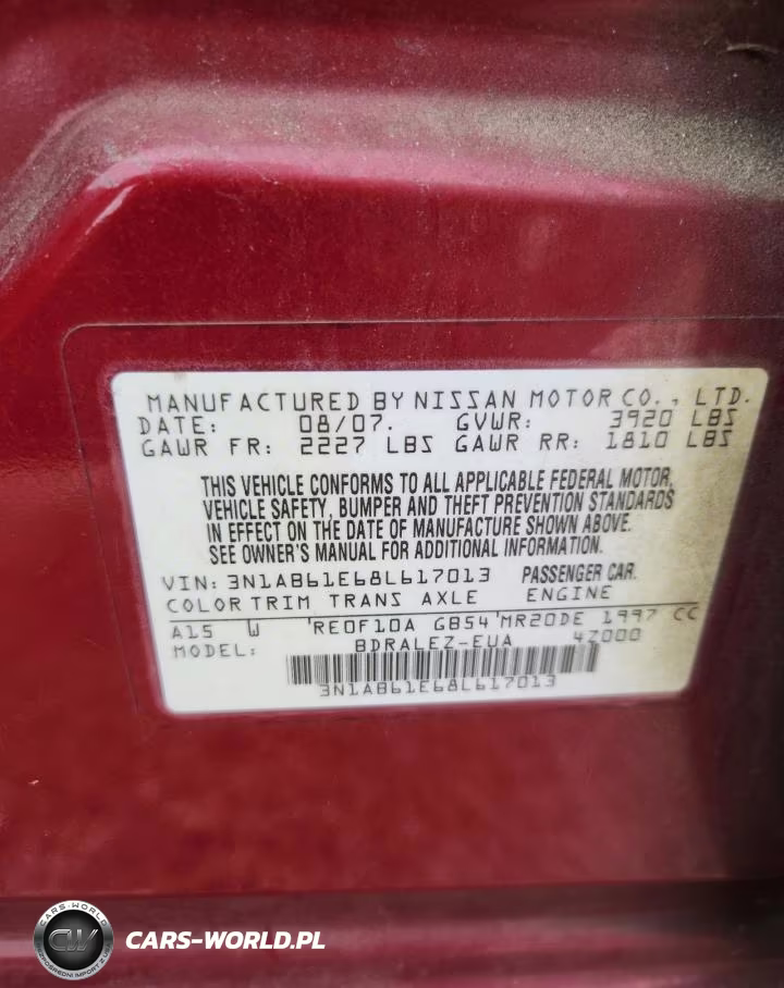 2008 Nissan Sentra 2.0-2.0S-2.0Sl VIN:3N1AB61E68L617013 - 13