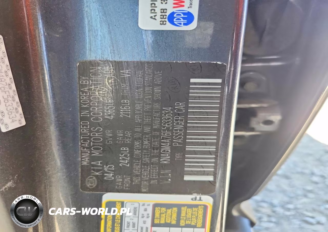 2015 Kia Optima Lx VIN:KNAGM4A76F5633634 - 12