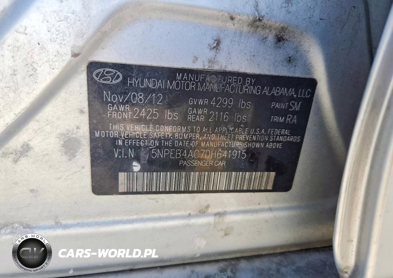 2013 Hyundai Sonata Gls VIN:5NPEB4AC7DH641915 - 13
